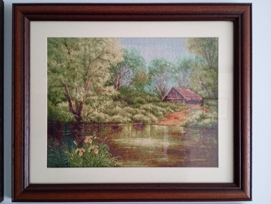 Goblenuri cusute manual (peisaje, ata mouline, panza bumbac, inramate)