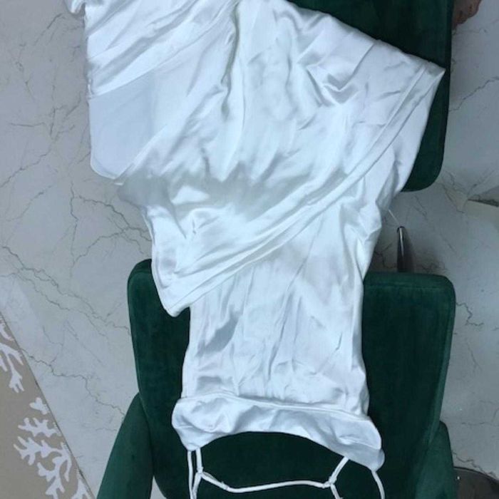 Zara rochie alba satin corset midi tiktok viral noua cut out spate gol