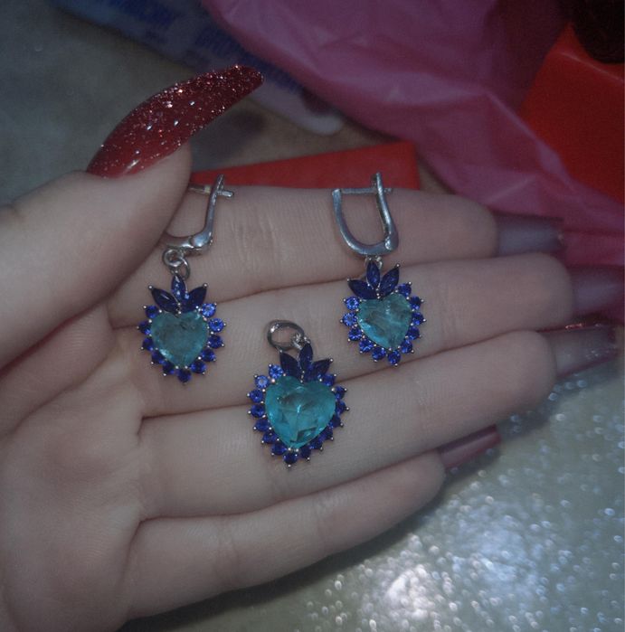 Серебро 925 пробы серьги и подвеска