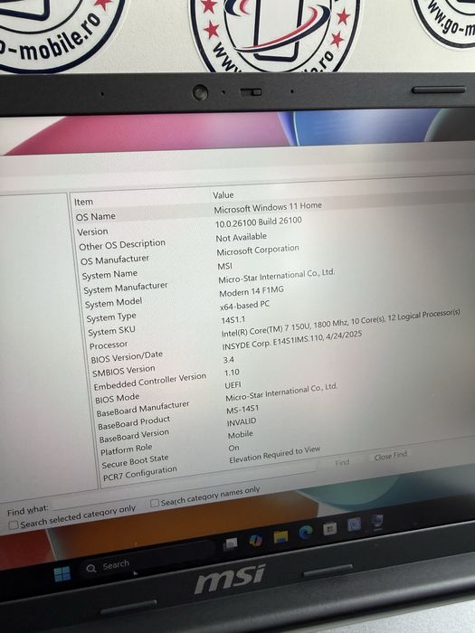 MSI Modern 14” - Intel Core i7 150U - 16GB - 512GB - NOU - Windows 11 - Garantie
