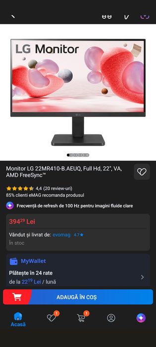 Monitor LG,ca,nou,folosit foarte puțin,de 22
