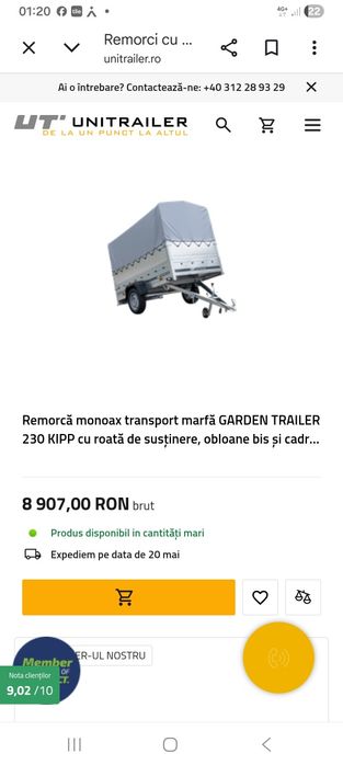 Remorca basculabila 750 kg Temared ca noua