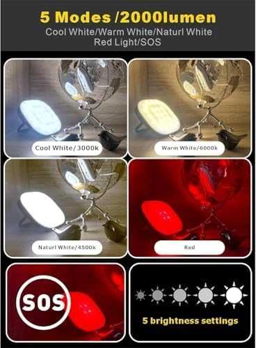 Нов Соларен фенер 2000 лумена с SOS, външна батерия power bank 5000mAh