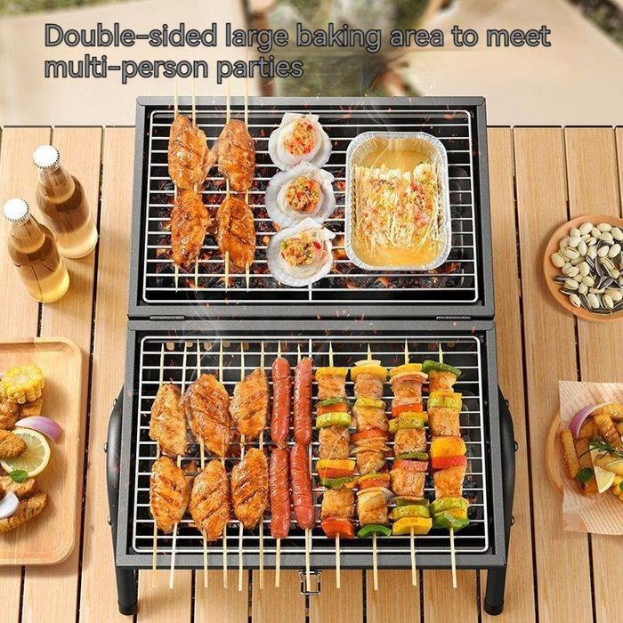 Складной двухсторонний уличный гриль для барбекю.