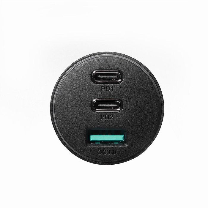 Зарядно за автомобил joyroom 3 port 70w usb, 2 x usb c black (jr-cl26)