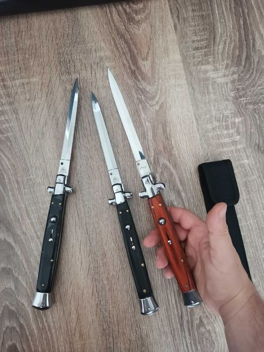 Briceag Italian 34cm negru, cuțit cu buton automat + husa, sigilat