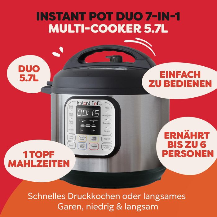 Instant Pot Duo 60 Мултикукър - Тенджера под налягане 5.7 л 1000 W