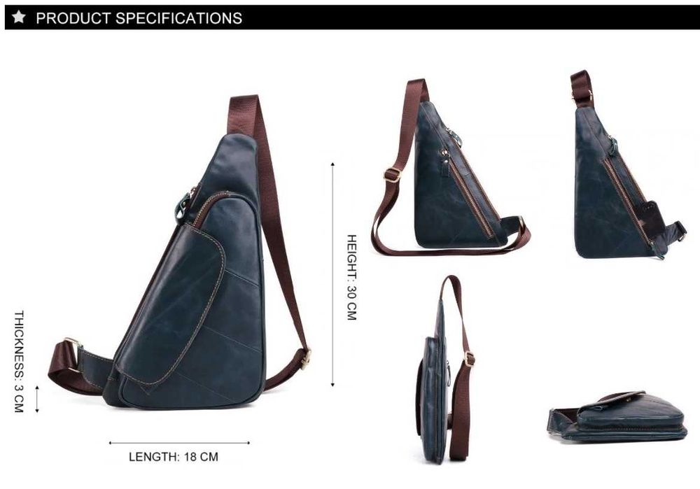 Чанта от естествена кожа (носене през гърди / рамо / кръст)