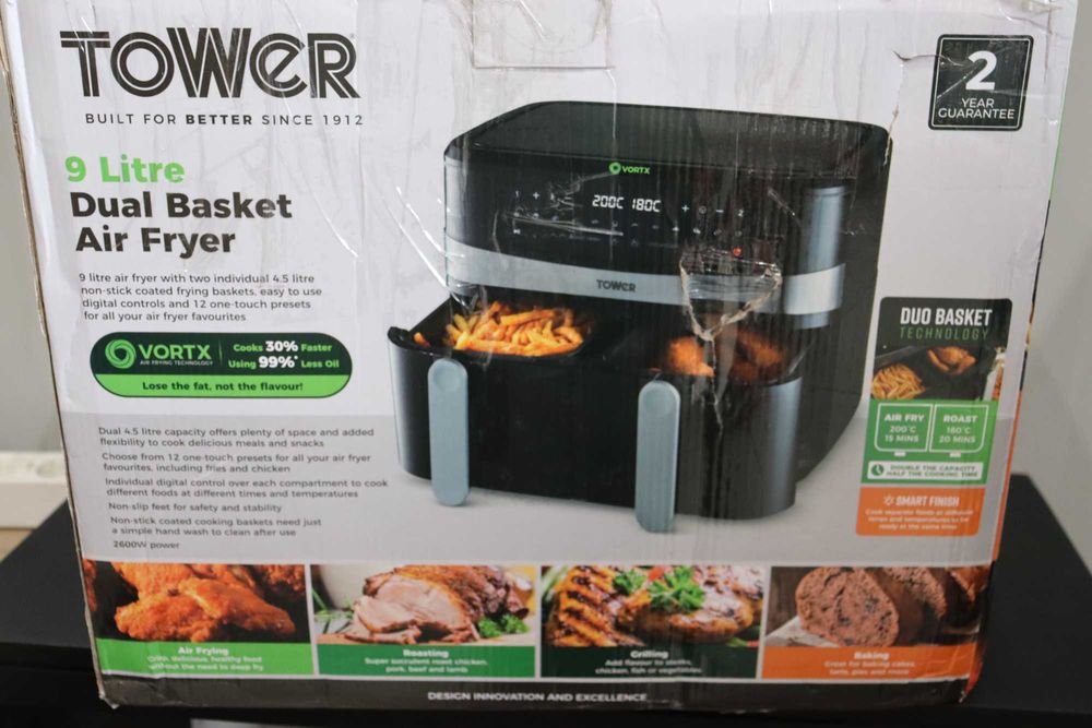 Air FryerTower T17088 Vortx 9L фритюрник, две кошници, липсват решетки
