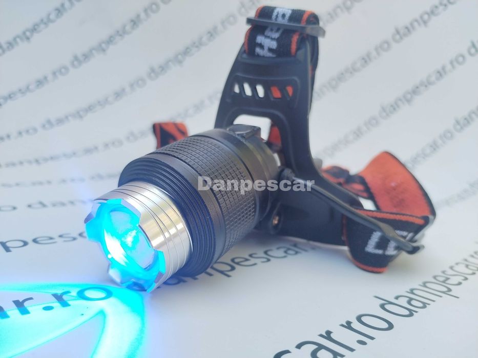 Lanterna cap Frontala cu lumina FLUORESCENTA ALBASTRA