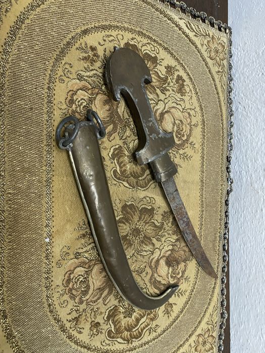 Марокански параден нож с гравирана кания Мароко 1900-1930