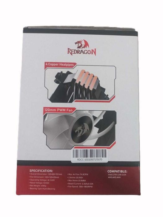 CPU COOLER Redragon CC-1013 с цифровым дисплеем температуры TDP-180W