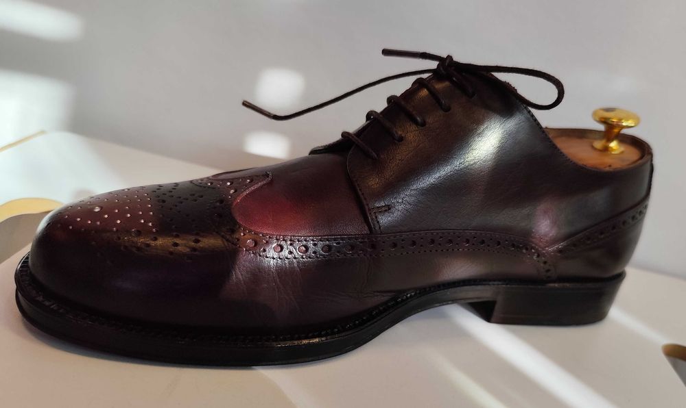 Pantofi derby 42.5 43 brogue Lav Artigianale piele naturala moale