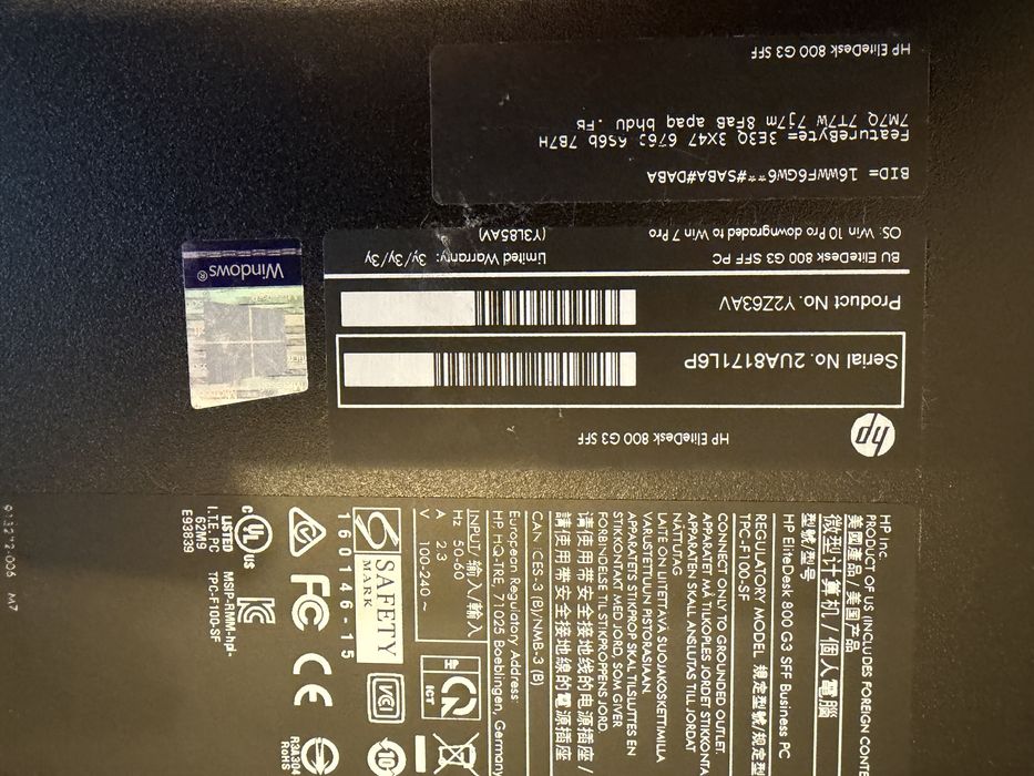 Calculator Hp 800 G3 SFF ; Intel i5-6500 , Licenta windows