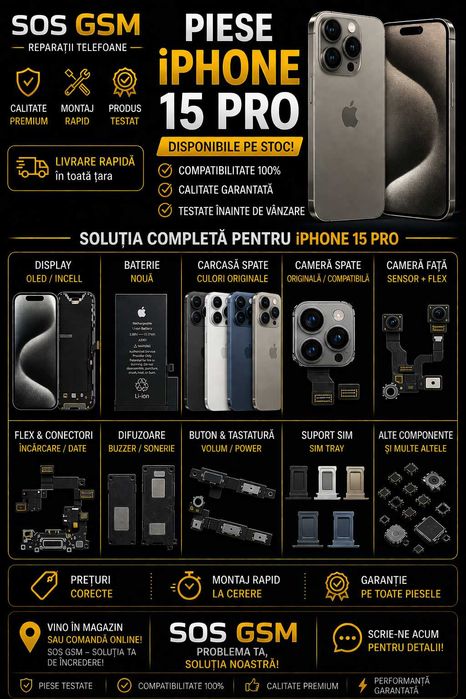 Carcasa capac camera fata spate iphone 15 Pro