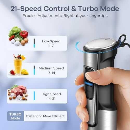 5-в-1 пасатор 1200W с Turbo и двоен уред за млечна пяна