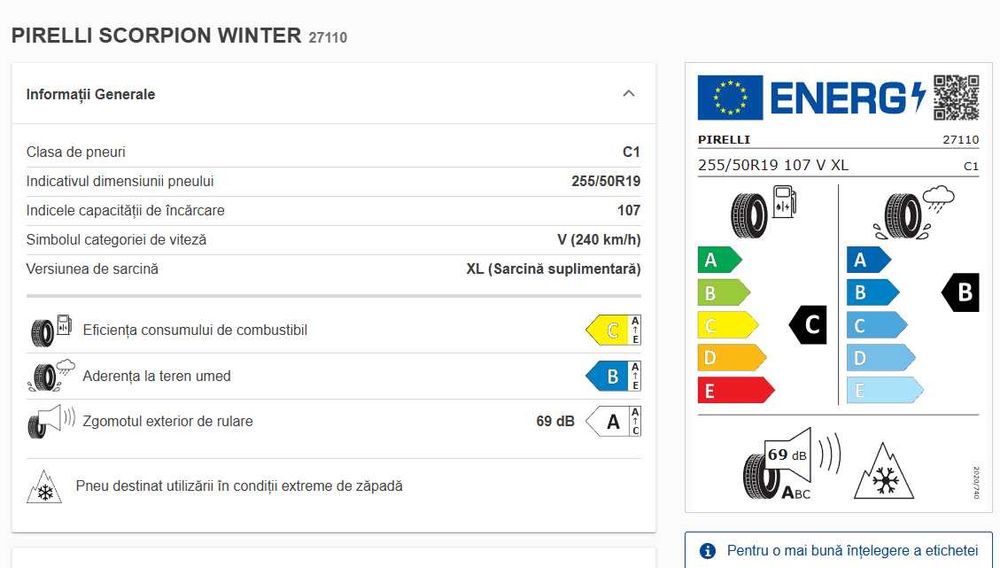 anvelope jante Pirelli Scorpion Winter 255 50 19 și 235 55 19