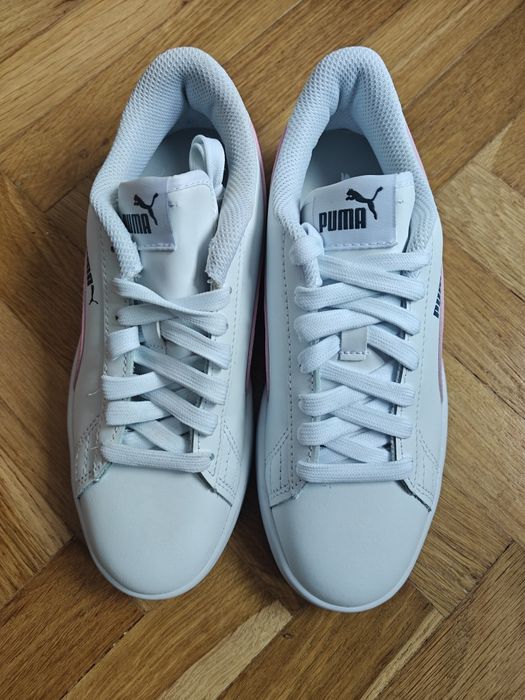 Adidași Puma Smash v2 Piele, Alb/Roz - Mărimea 35.5