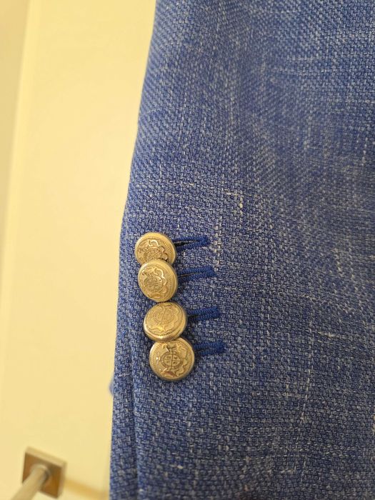 Sacou bărbătesc Adina Buzatu, albastru texturat, mărimea 48