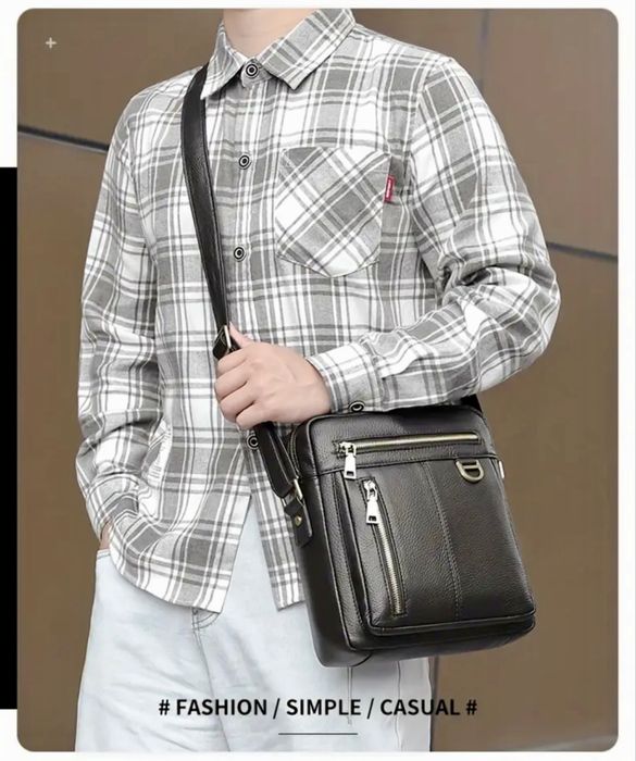 Мъжка луксозна кожена чанта Montreal*/Черна естест. кожа -10%Промоция!