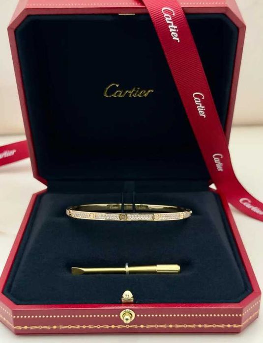 Brățară Cartier Love Aurie cu Cristale - nouă, în cutie