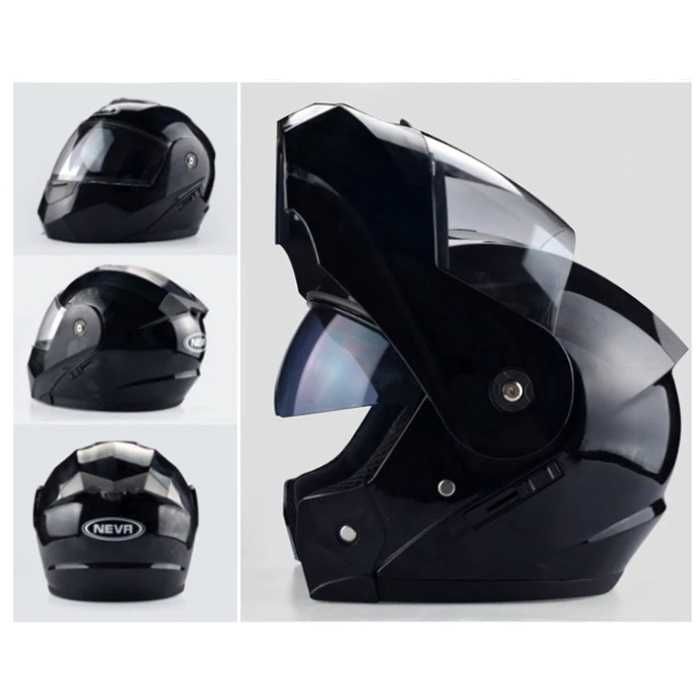 Каска за мотор тип модуларна, черна гланц