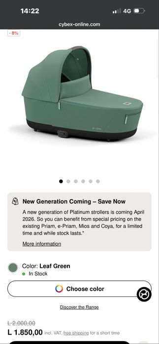 Landou Cybex Priam Platinum Lux leaf green 2025