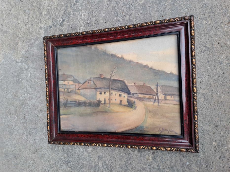 tablou vechi romanesc 47/37 cm semnat