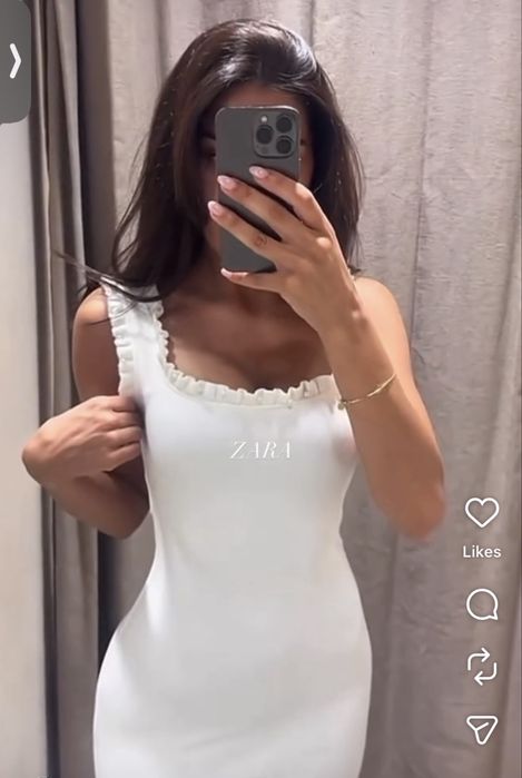 Бяла рокля ZARA с перли