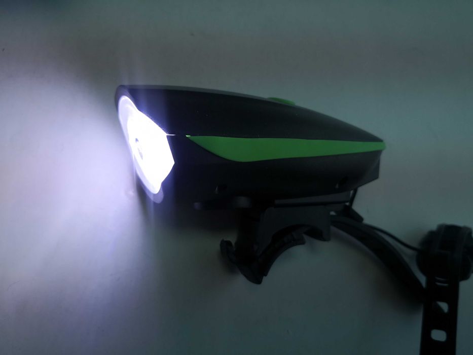 Far de bicicleta cu led si sonerie cu acumulator