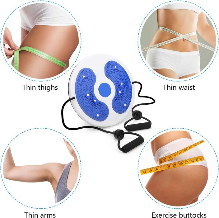 Disc de fitness rotativ cu 2 benzi elastice multifunctional 28 cm