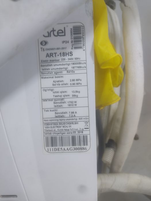 Artel kondisioner ichki blok