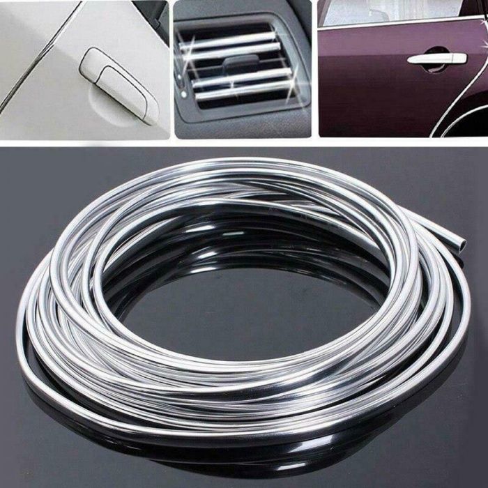 Протектор Лайстна за Врата Автомобил 12 метра Хром/Черна PVC U-профил