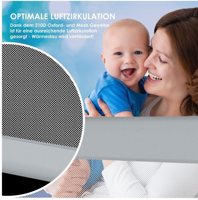 Защитна ограда за детско легло, размери 200 см x 44 см x 72-96 см