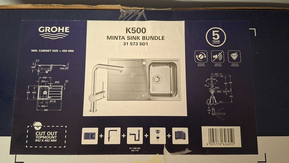 GROHE 31573SD1 - Комплект кухненска мивка K500 и смесител