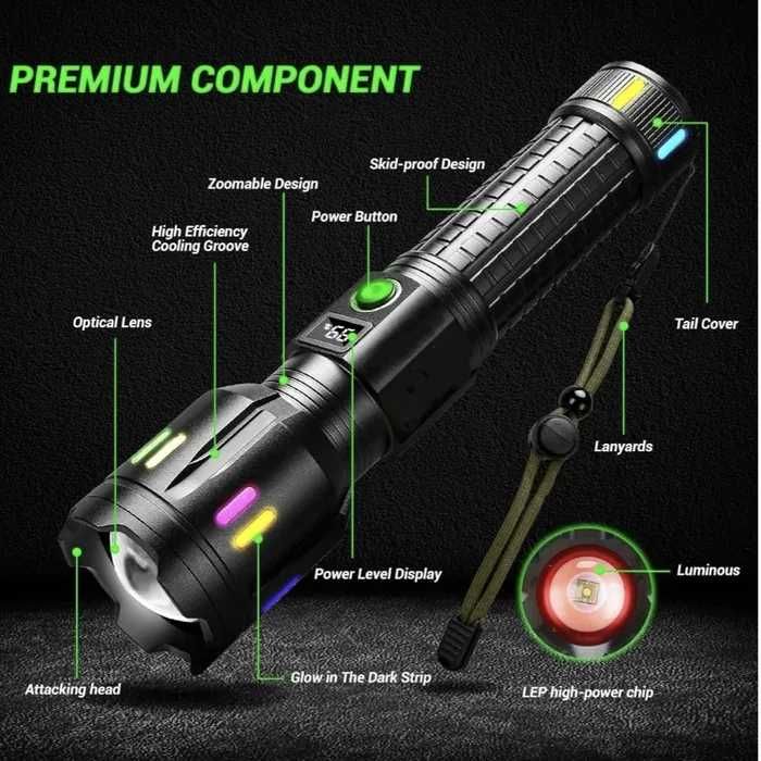 Мощен Алуминиев LED Фенер COBRA CB-G62 100W 1000m Осветяване, 9800mAh