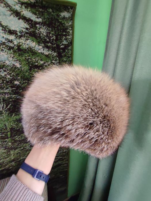 Шапка лисья рыжая и черная