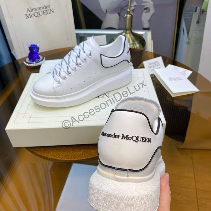 Alexander McQueen White/White Black Sneakers Full Box Verificare Colet