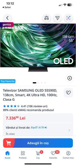 Televizor Samsung OLED 55S90D, 138cm, Smart, 4K Ultra HD