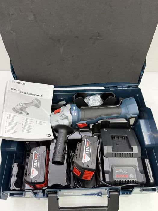 Bosch GWS 18V-8 Polizor Unghiular 125mm Brushless 2x4Ah Incarcator Valiza L-BOXX Nou