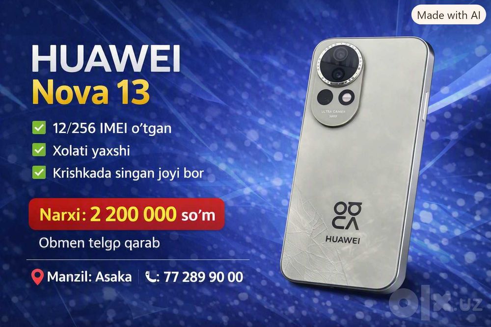 Huawei Nova 13 Pubg 90 Kamera orqa oldi 4k qidirganlar uchun
