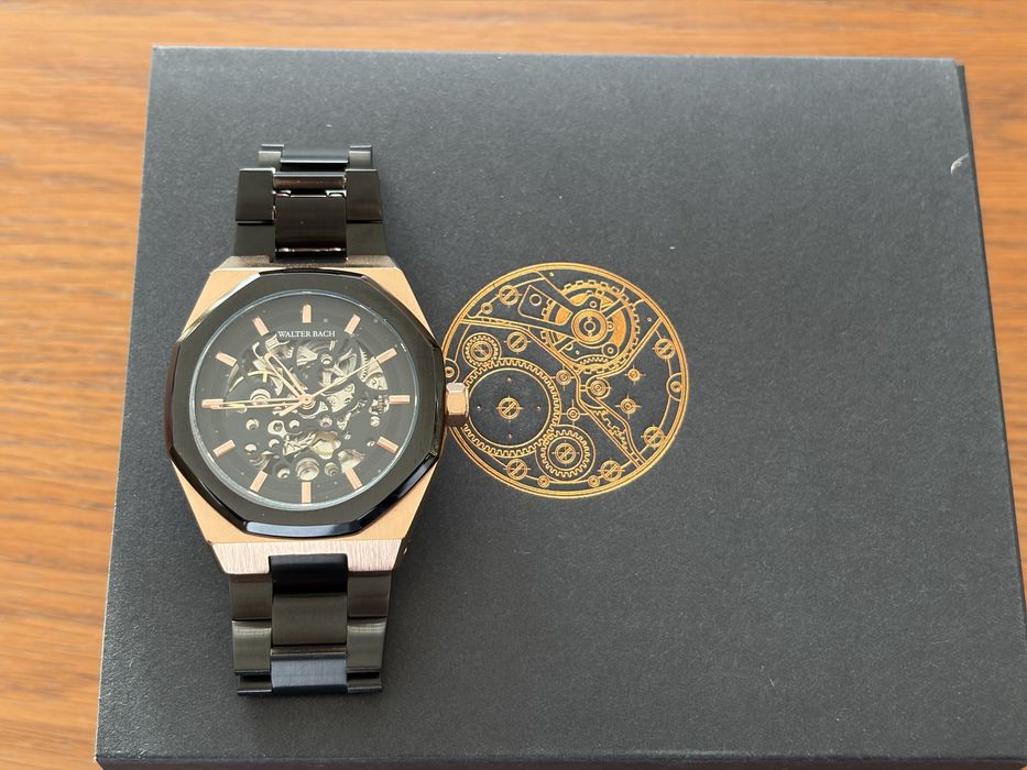 Ceas Walter Bach Skeleton Gold & Black Automatic - Nou la Cutie