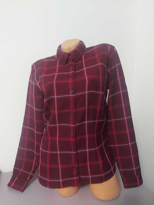 Cămașă Mammut, mărime S, vișiniu, carouri, material tehnic, regular fit