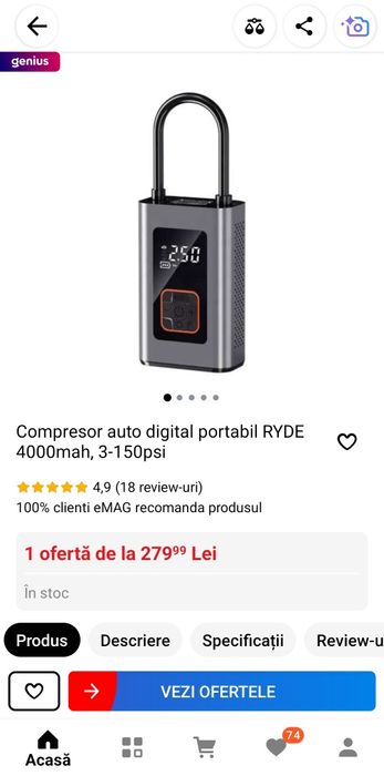 Compresor auto portabil nou