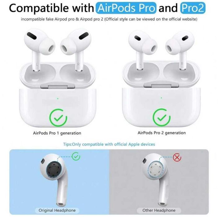 Тапички/Накрайници за AirPods Pro 1st & 2nd Gen - 4 Размера (XS/S/M/L)