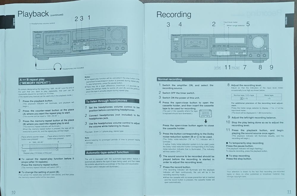 Technics rs bx 727 Manual Utilizare