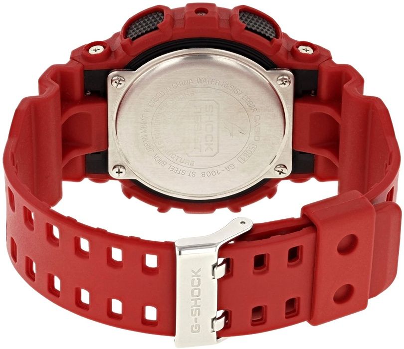 Мъжки часовник Casio G-SHOCK GA-100, черен, червен, внос от Германия