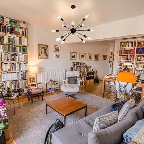 Candelabru Negru I,Argintiu ndustrial Sputnik Lumină 12 lumini