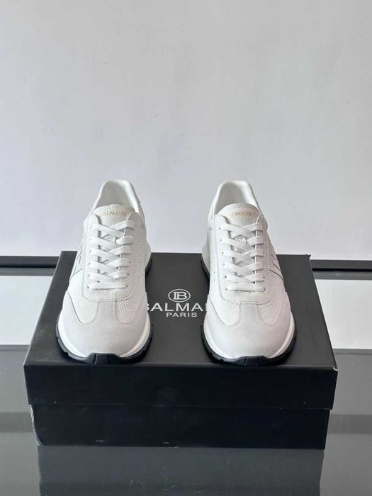 Balmain Monogram Runner Sneaker "White Leather"