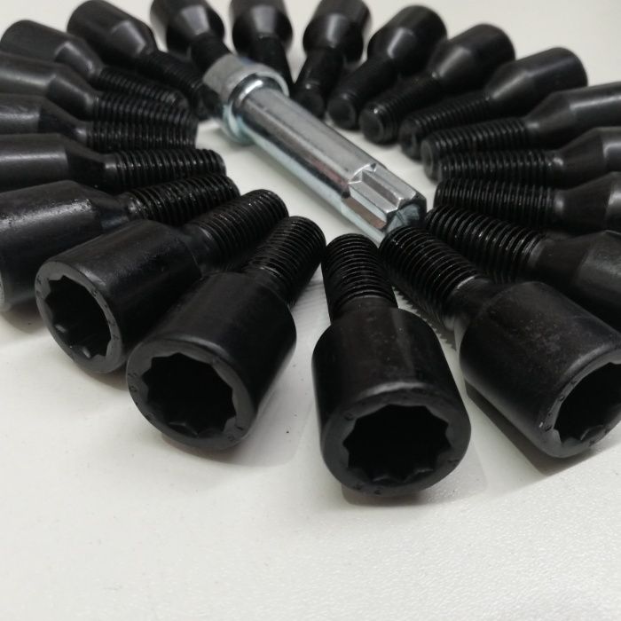 SET 20 PREZOANE STEA/imbus M14X1.5X 28mm/30mm + CHEIE - black/silver